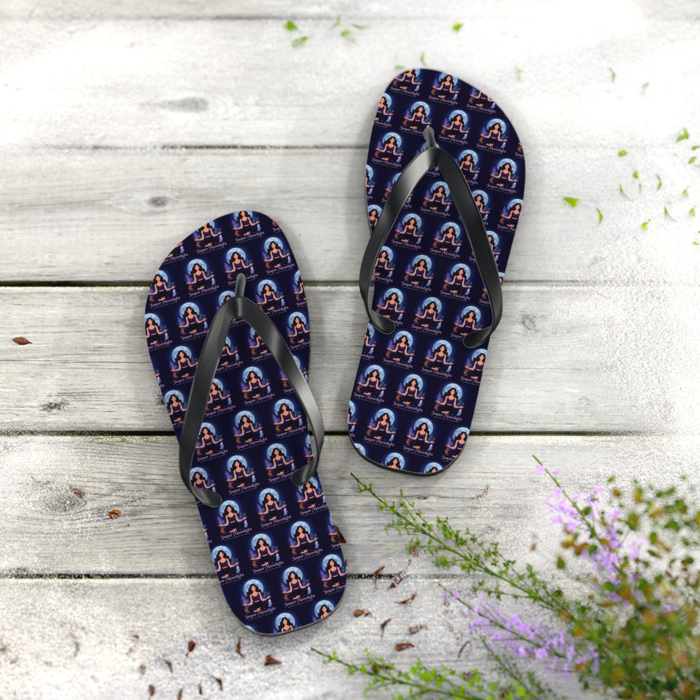 Moonlit Meditation Pattern Flip Flops — Beach Sandals