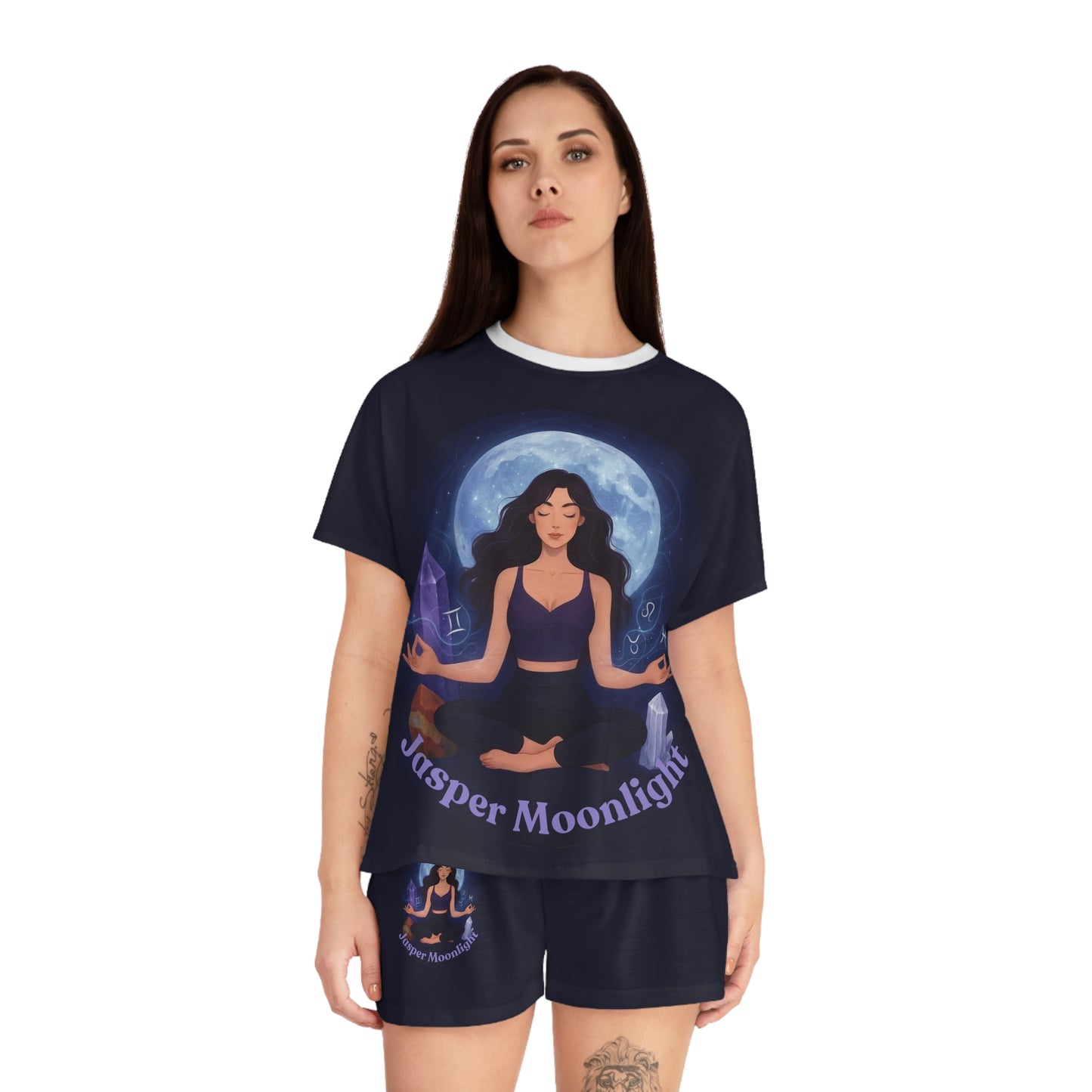 Women's Moonlight Meditation Pajama Set — "Jasper Moonlight" Short Sleepwear