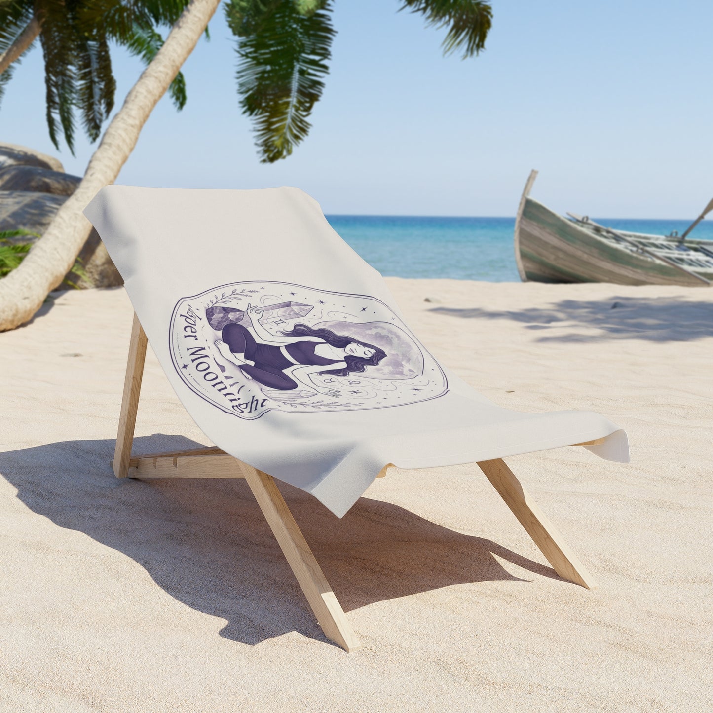 Jasper Moonlight Beach Towel — Meditation Moon Crystal Design