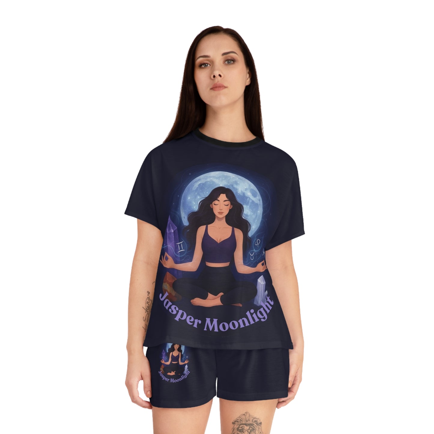 Women's Moonlight Meditation Pajama Set — "Jasper Moonlight" Short Sleepwear