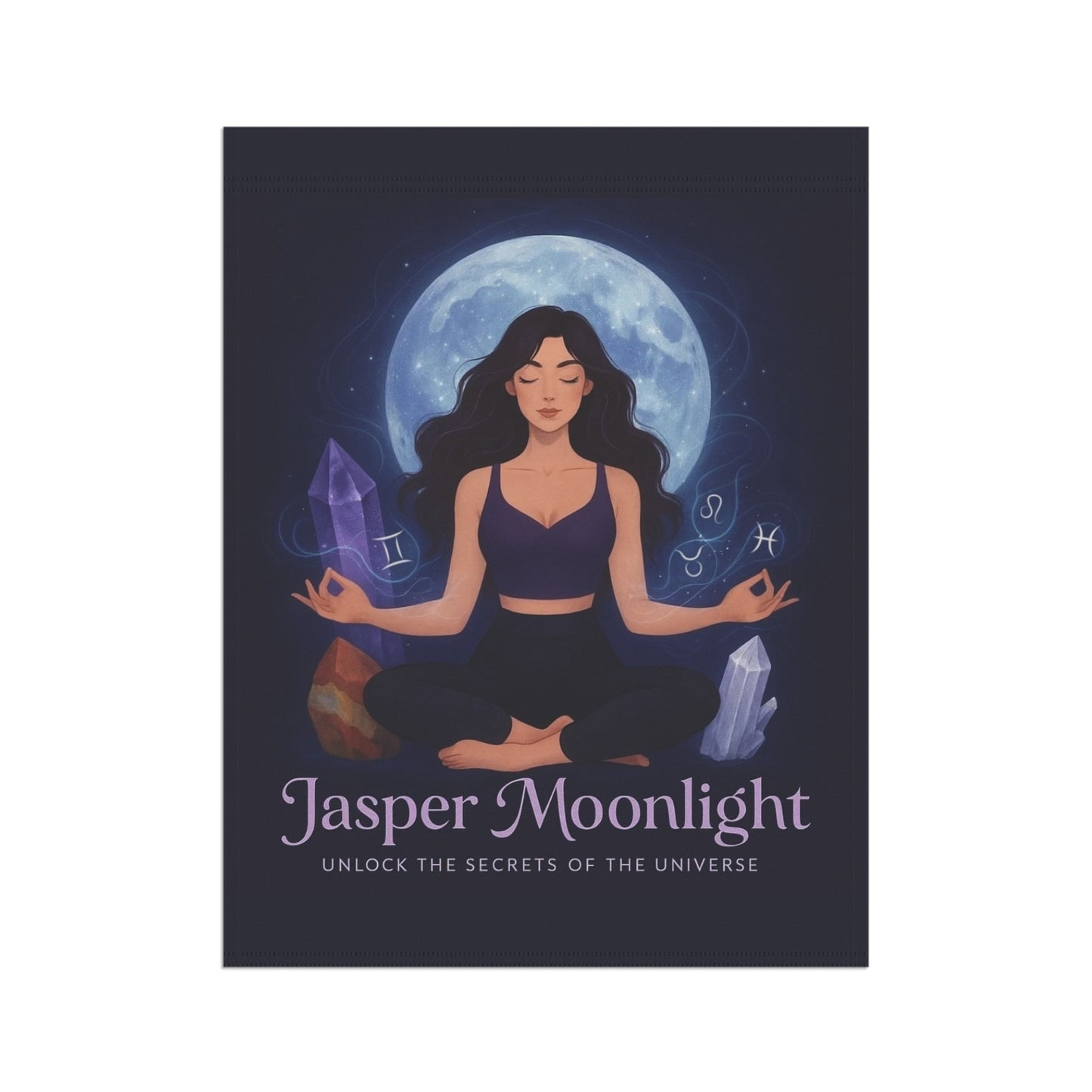 Moonlit Meditation Garden Flag — "Jasper Moonlight"  Banner