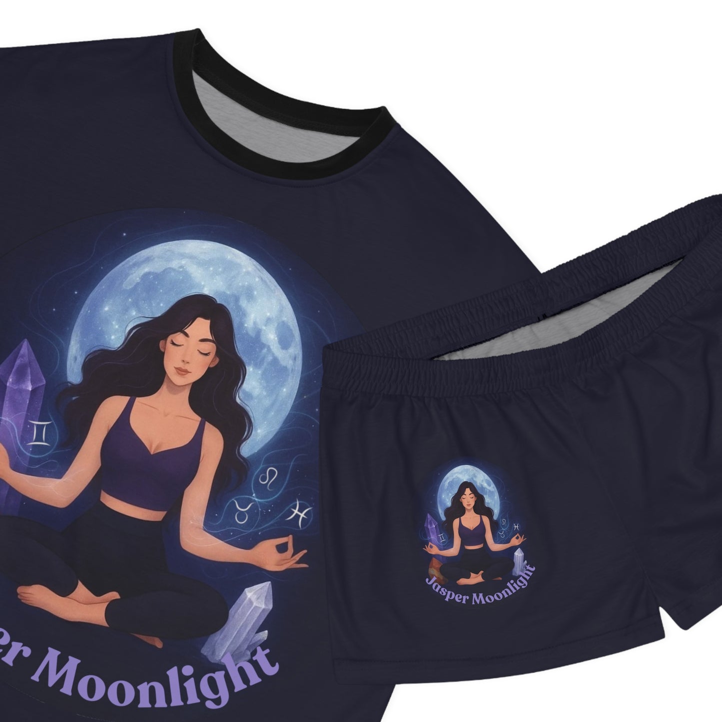 Women's Moonlight Meditation Pajama Set — "Jasper Moonlight" Short Sleepwear