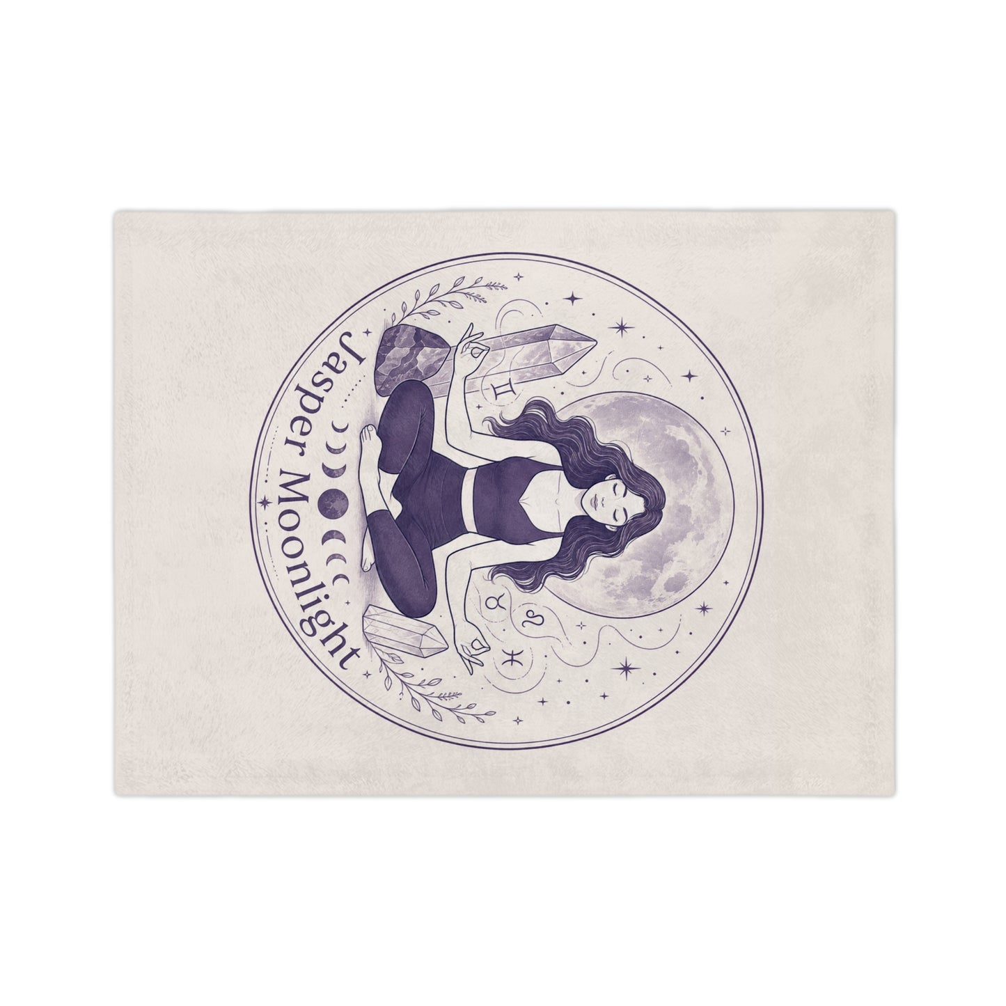 Moonlit Meditation Velveteen Blanket — Jasper Moonlight Crystal Yoga Design