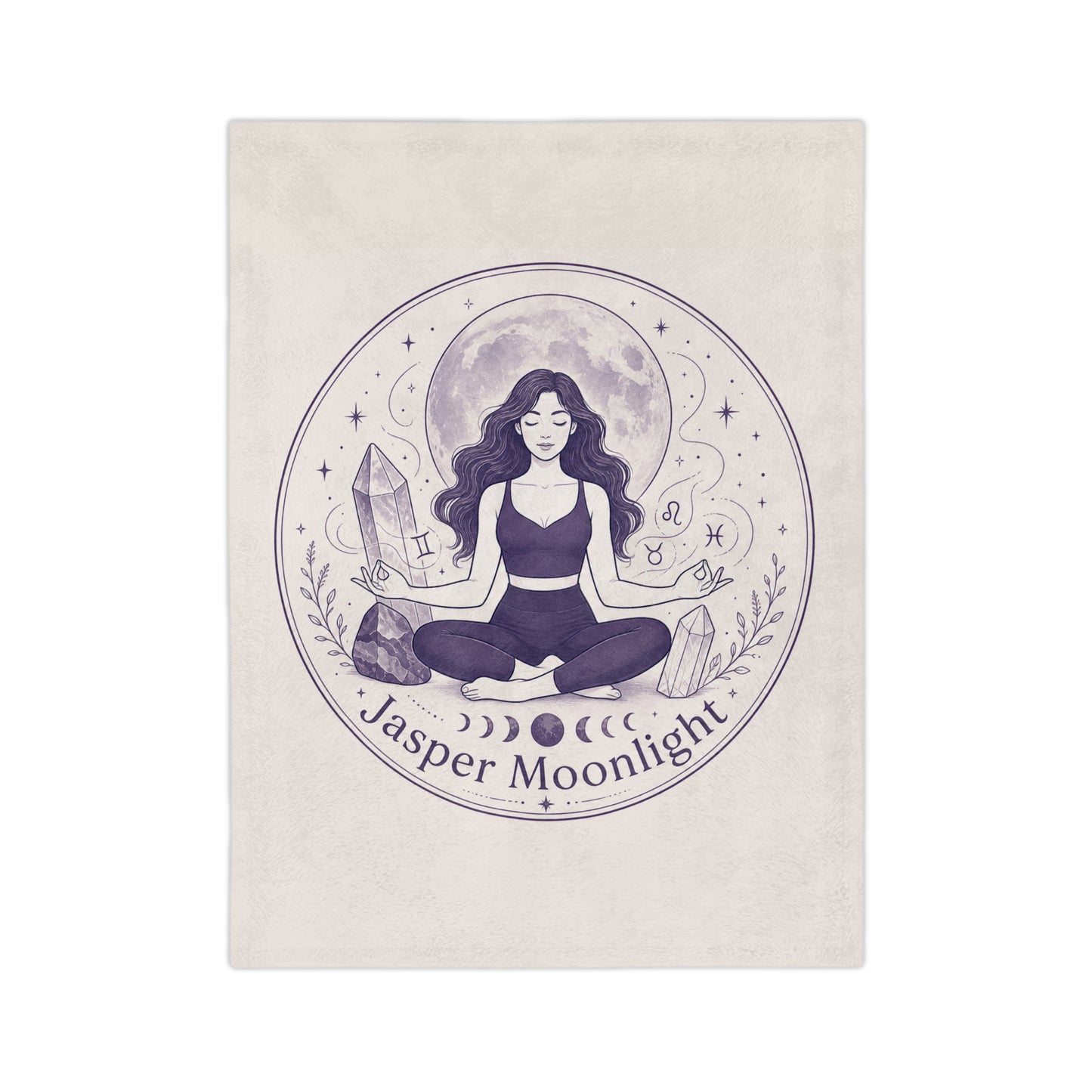 Moonlit Meditation Velveteen Blanket — Jasper Moonlight Crystal Yoga Design