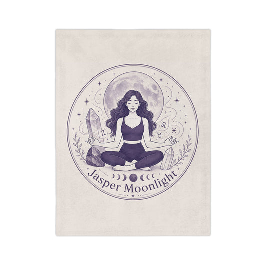Moonlit Meditation Velveteen Blanket — Jasper Moonlight Crystal Yoga Design