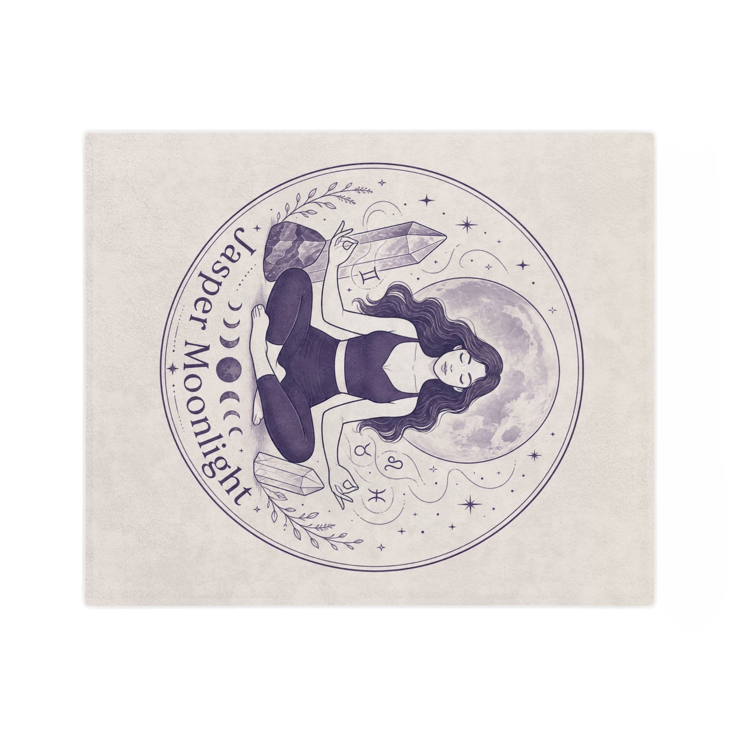 Moonlit Meditation Velveteen Blanket — Jasper Moonlight Crystal Yoga Design
