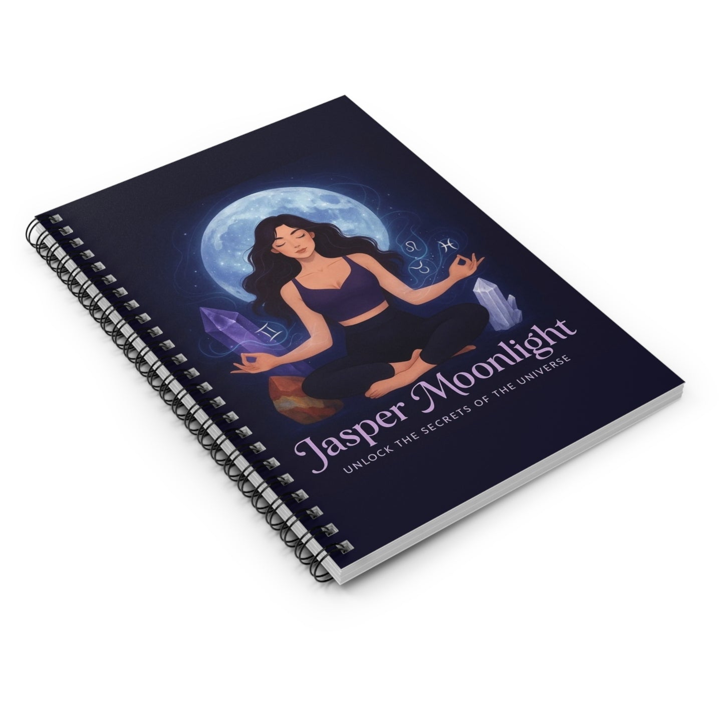 Moonlit Meditation Spiral Notebook — 'Jasper Moonlight: Unlock the Secrets of the Universe' Ruled Journal