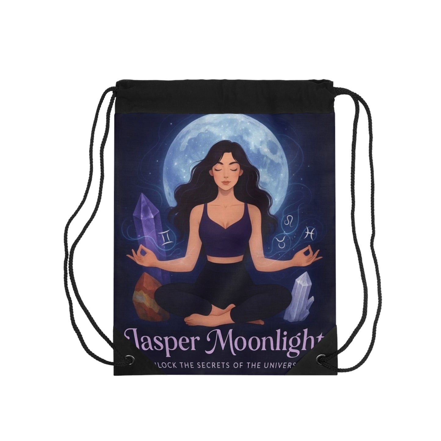 Moonlit Meditation Drawstring Bag — Jasper Moonlight Crystal Yoga Tote