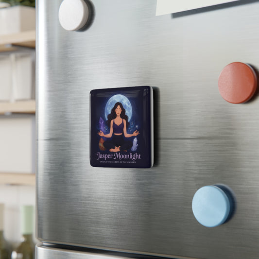 Jasper Moonlight Meditation Porcelain Magnet — Moon Goddess Crystal Yoga Fridge Magnet