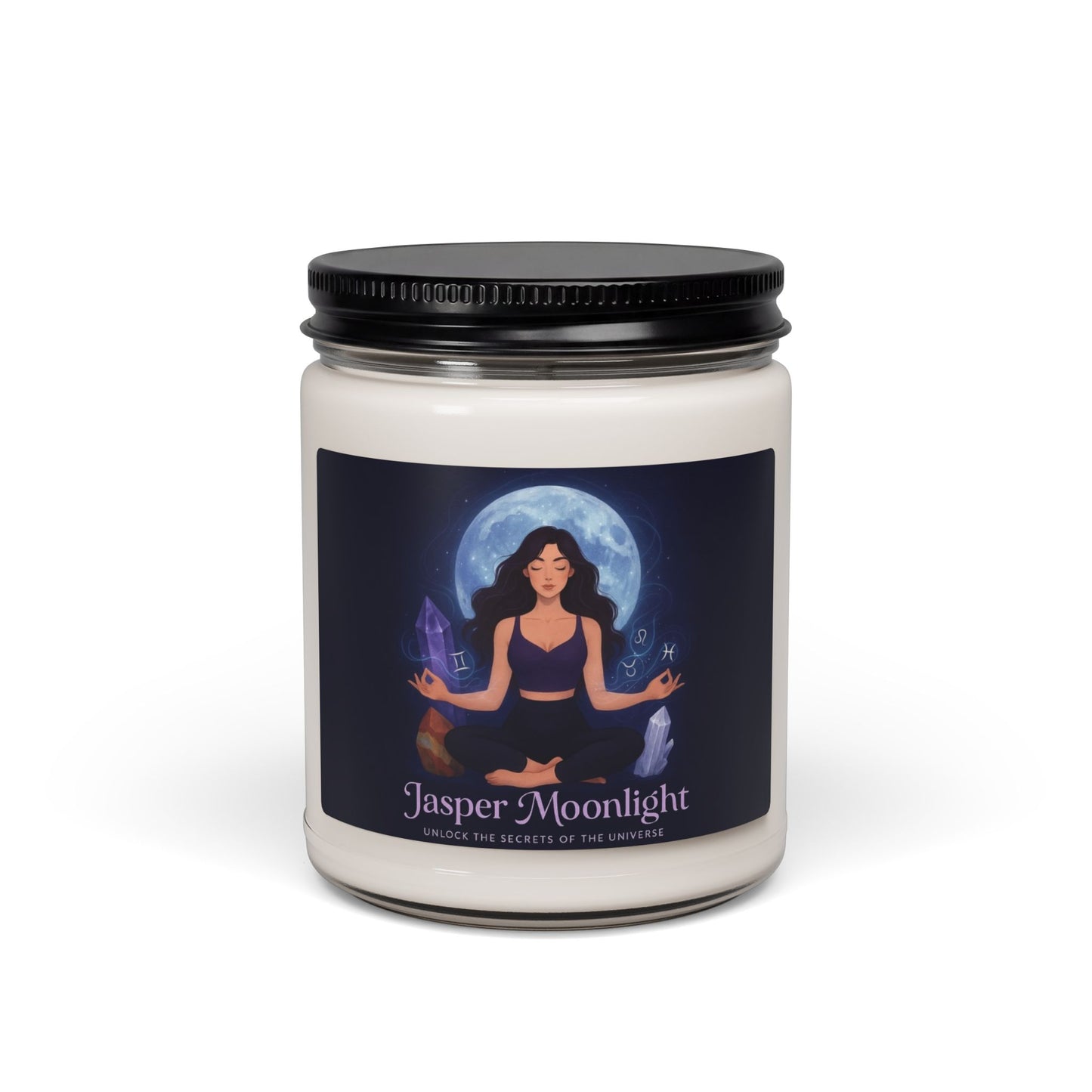 Moonlit Meditation Soy Candle — "Jasper Moonlight" 9oz Scented Jar