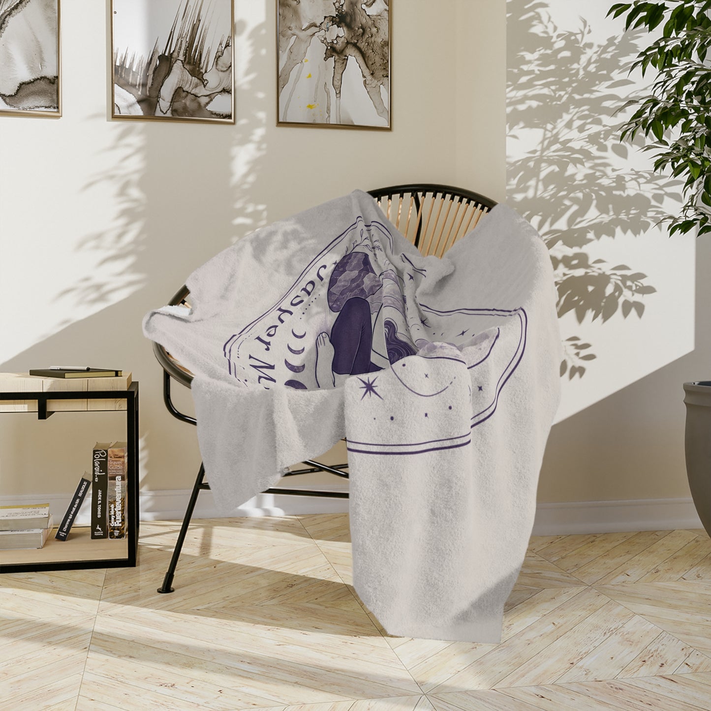 Moonlit Meditation Velveteen Blanket — Jasper Moonlight Crystal Yoga Design