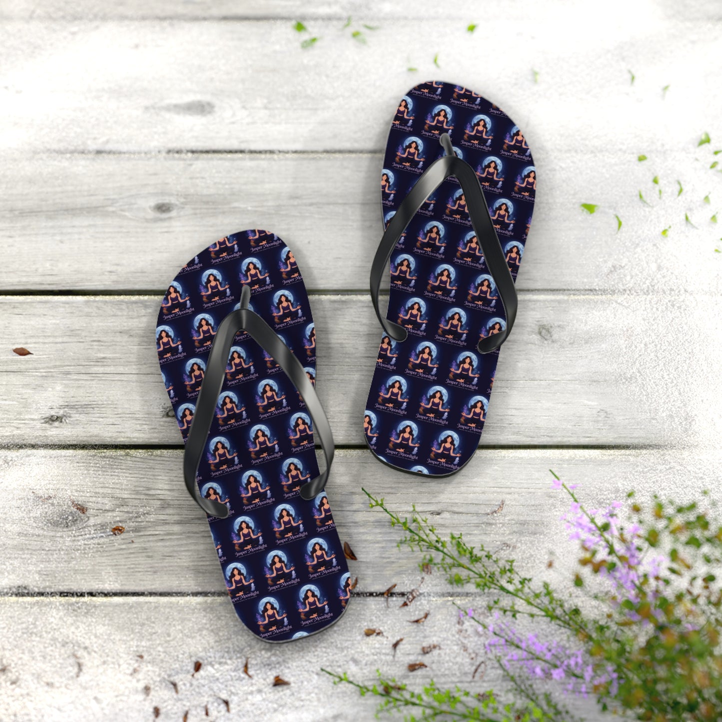 Moonlit Meditation Pattern Flip Flops — Beach Sandals