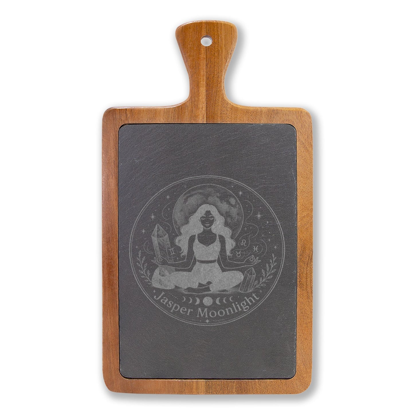 Engraved Moonlit Meditation Charcuterie Board with Cheese Knife Set