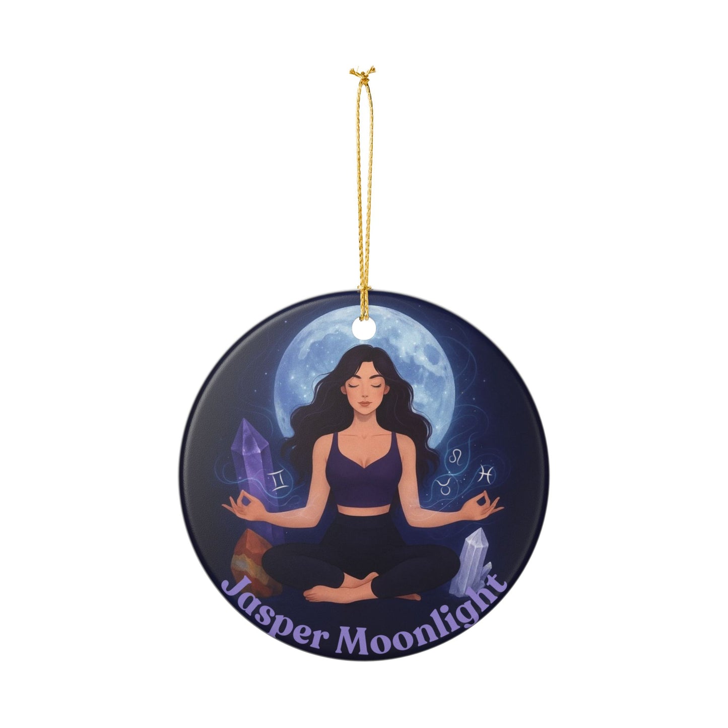 Moonlit Meditation Ceramic Ornament