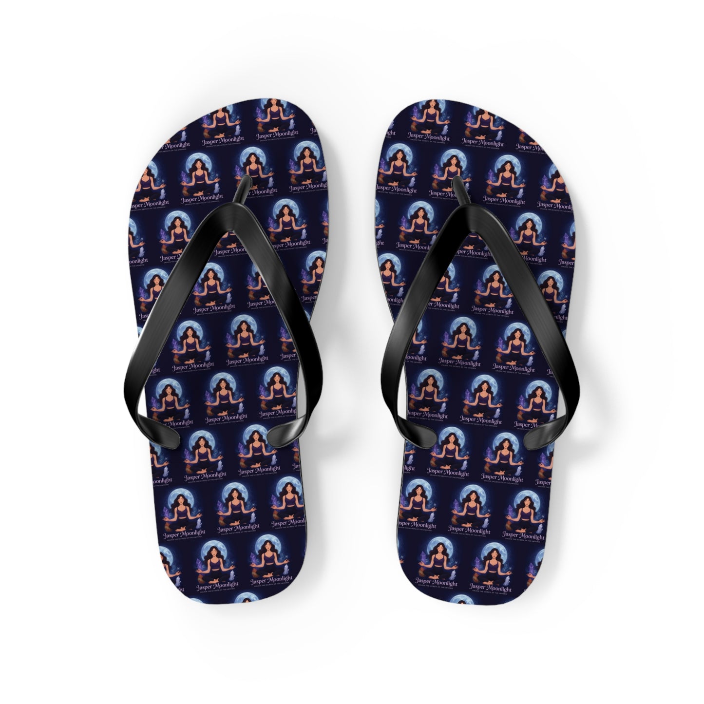 Moonlit Meditation Pattern Flip Flops — Beach Sandals