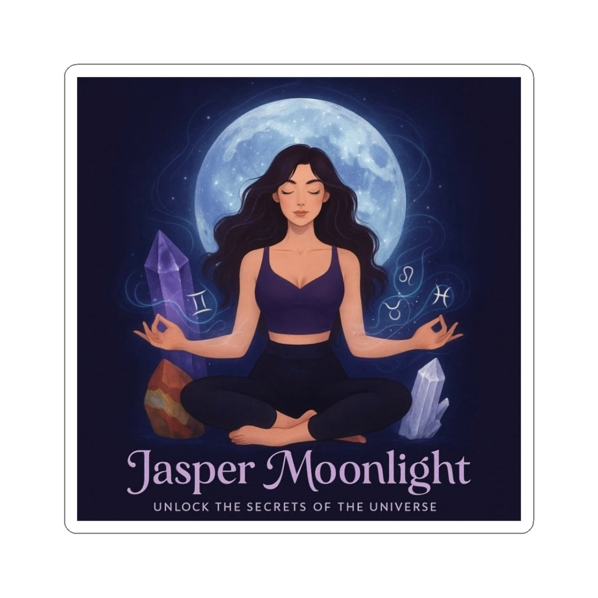 Astrology Crystal Sticker — "Jasper Moonlight: Unlock the Secrets of the Universe"