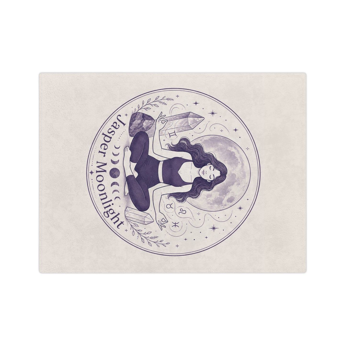 Moonlit Meditation Velveteen Blanket — Jasper Moonlight Crystal Yoga Design