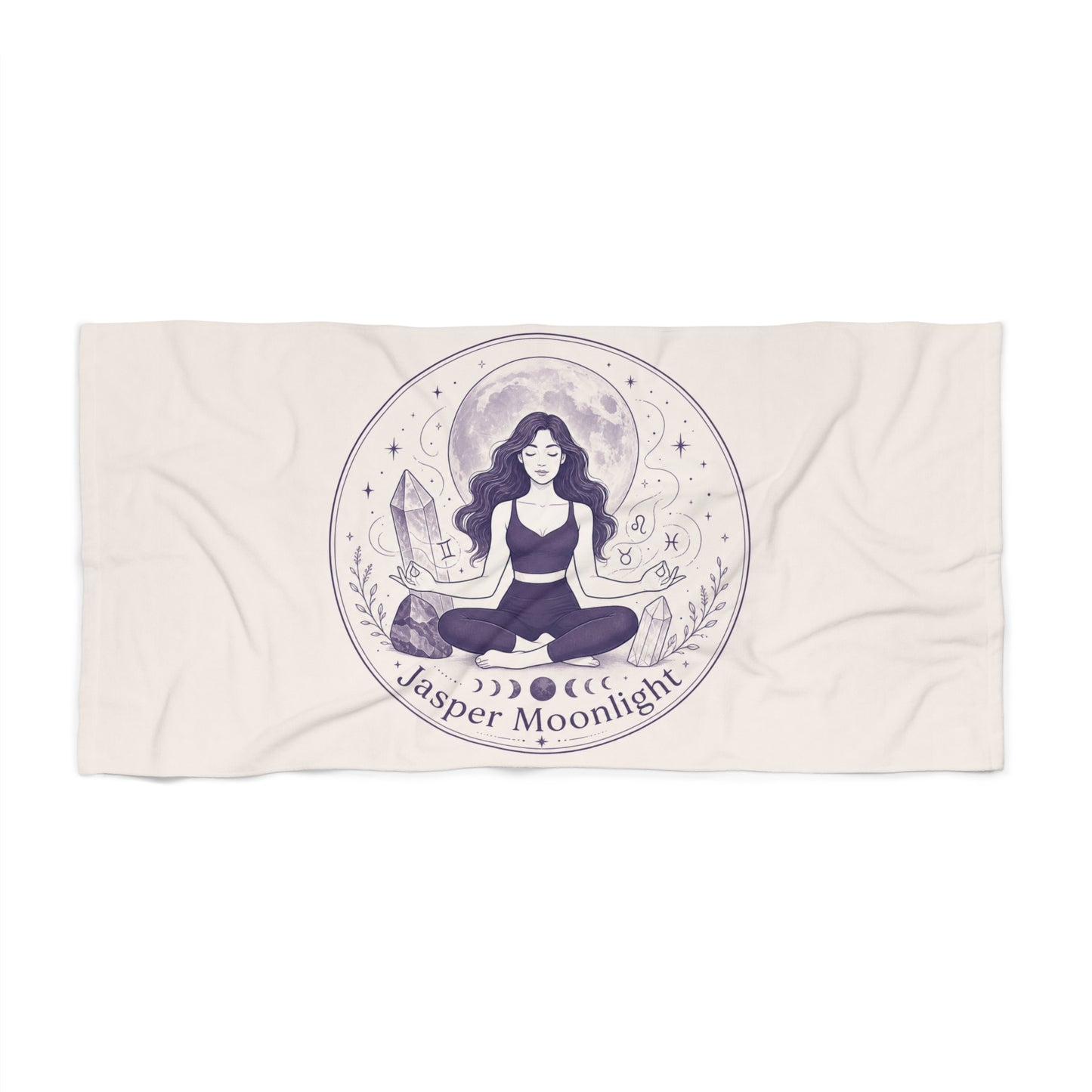 Jasper Moonlight Beach Towel — Meditation Moon Crystal Design