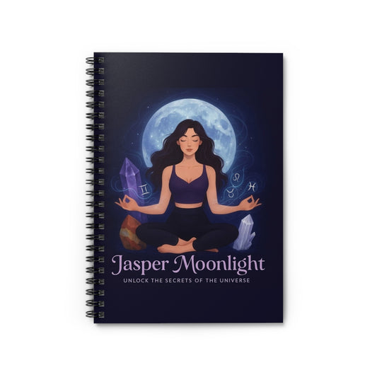 Moonlit Meditation Spiral Notebook — 'Jasper Moonlight: Unlock the Secrets of the Universe' Ruled Journal
