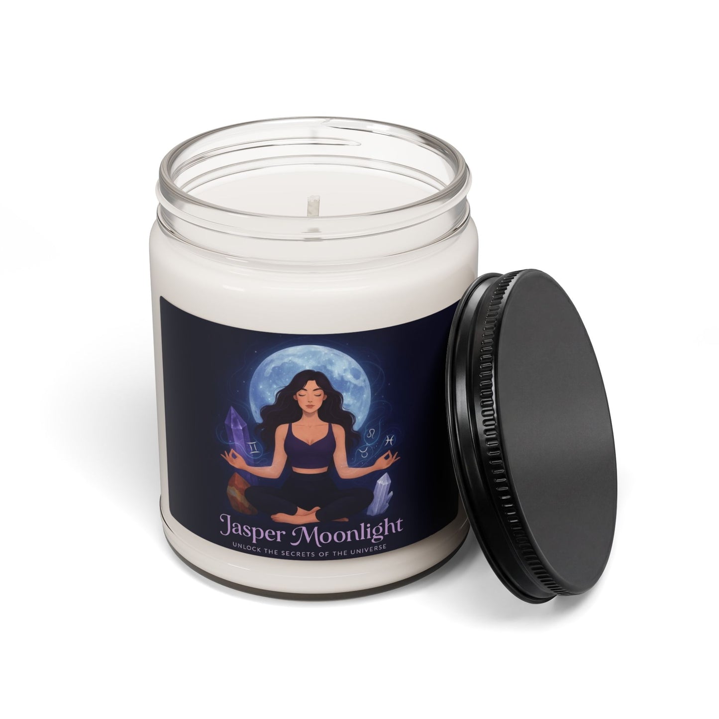 Moonlit Meditation Soy Candle — "Jasper Moonlight" 9oz Scented Jar