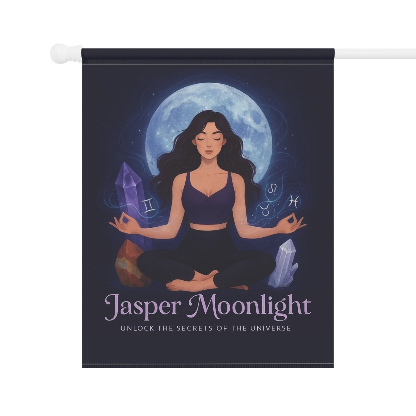 Moonlit Meditation Garden Flag — "Jasper Moonlight"  Banner