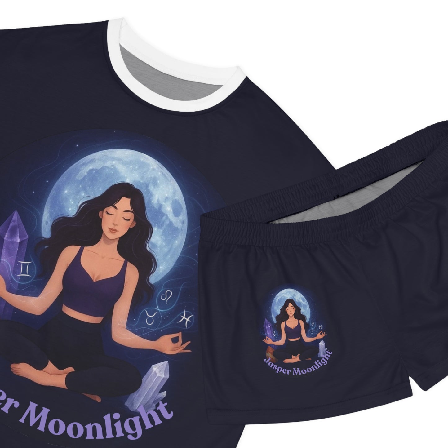 Women's Moonlight Meditation Pajama Set — "Jasper Moonlight" Short Sleepwear