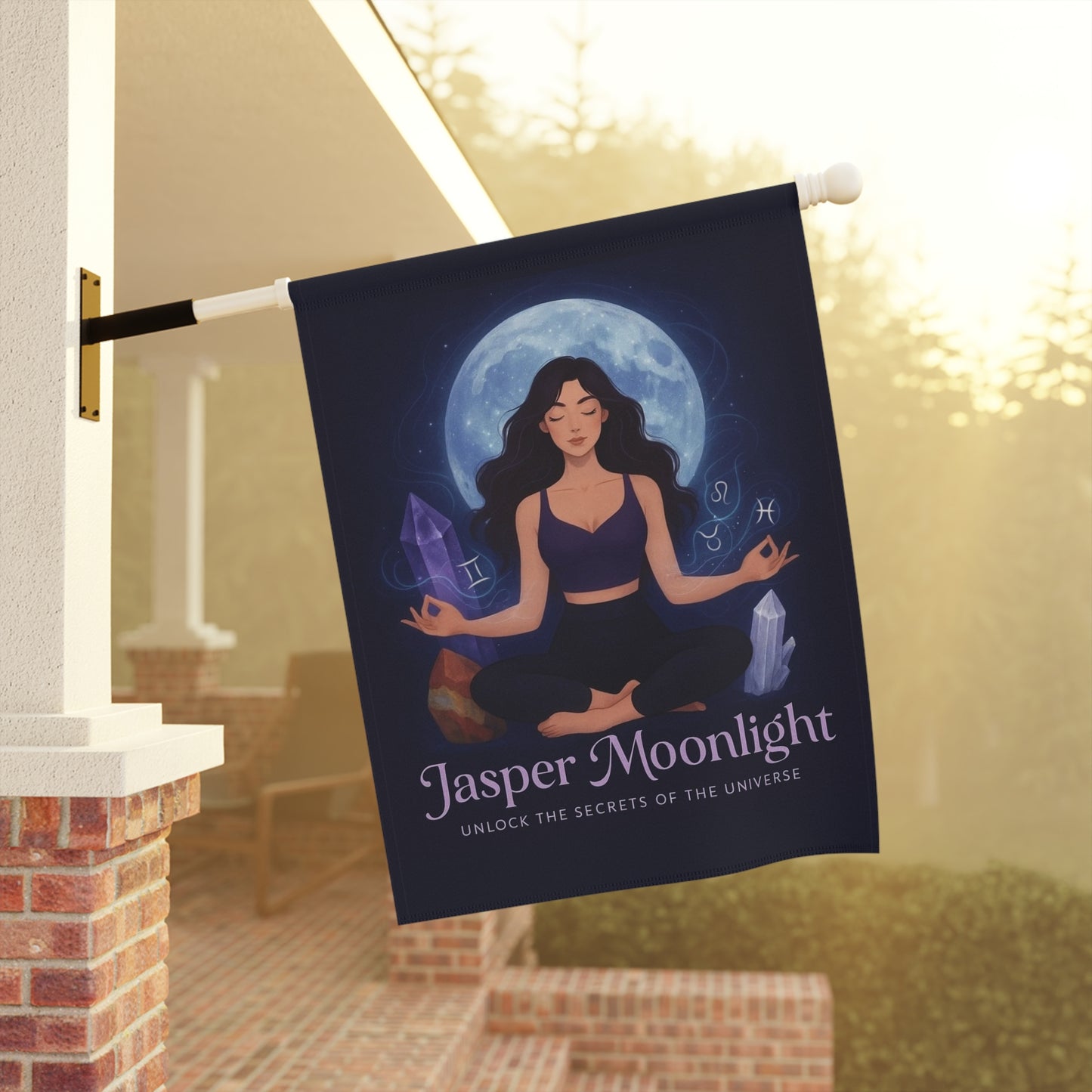 Moonlit Meditation Garden Flag — "Jasper Moonlight"  Banner