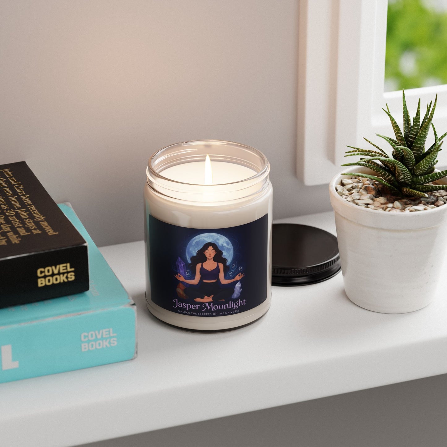 Moonlit Meditation Soy Candle — "Jasper Moonlight" 9oz Scented Jar