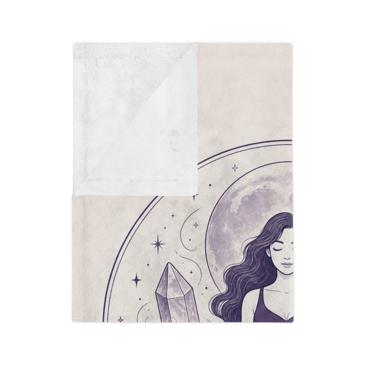 Moonlit Meditation Velveteen Blanket — Jasper Moonlight Crystal Yoga Design