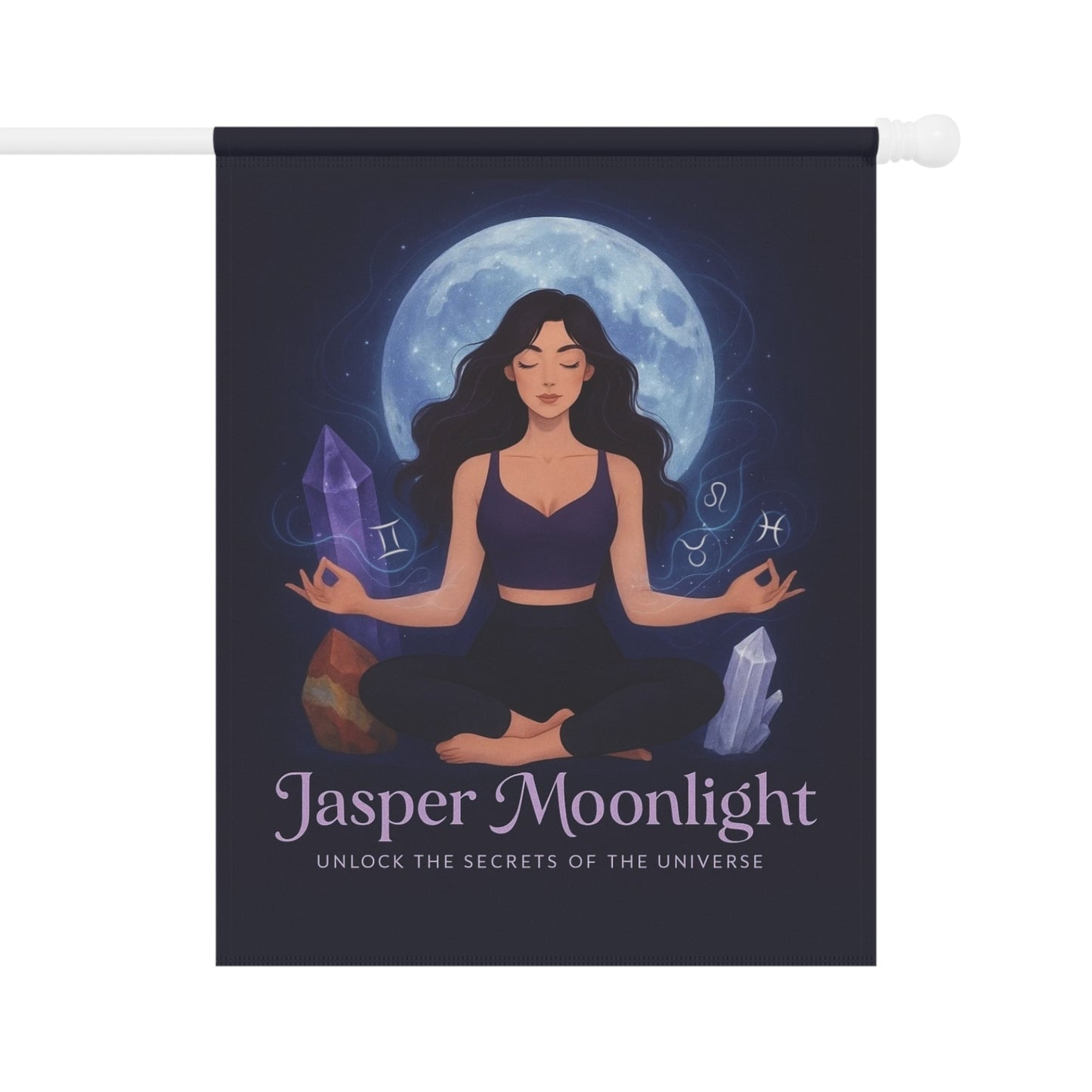 Moonlit Meditation Garden Flag — "Jasper Moonlight"  Banner