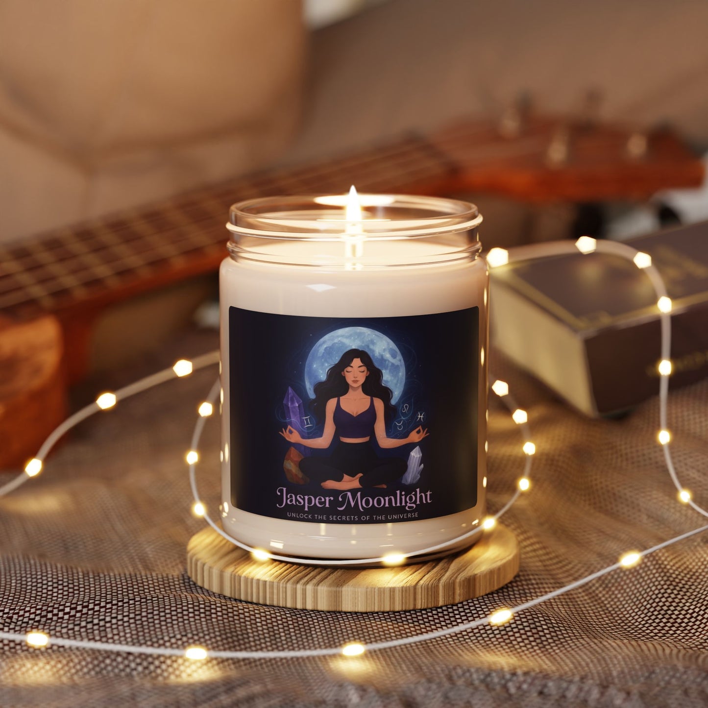 Moonlit Meditation Soy Candle — "Jasper Moonlight" 9oz Scented Jar