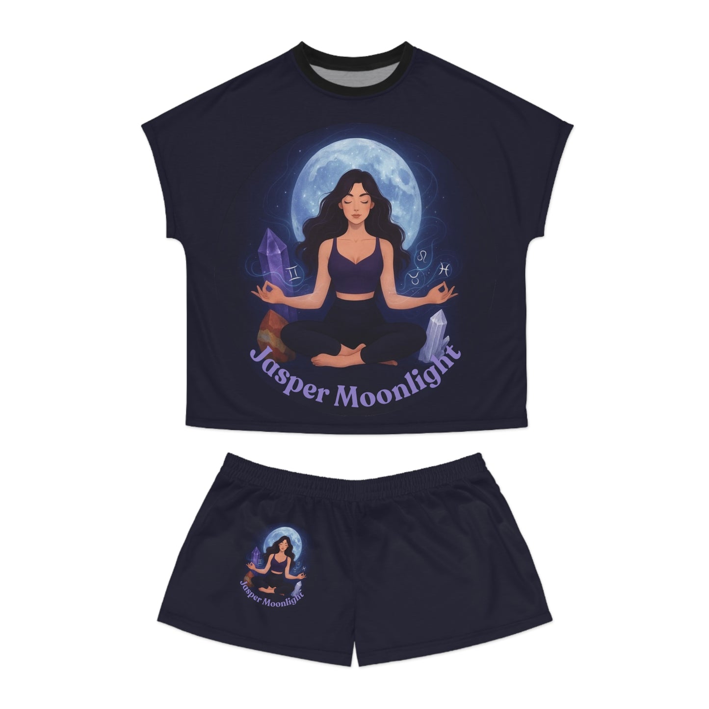 Women's Moonlight Meditation Pajama Set — "Jasper Moonlight" Short Sleepwear