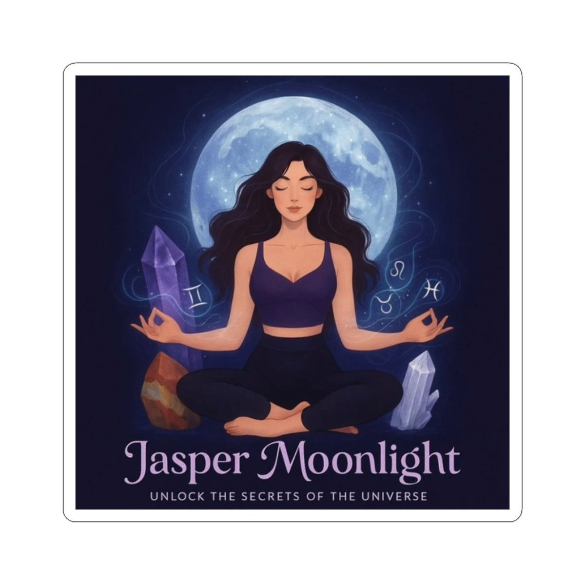Astrology Crystal Sticker — "Jasper Moonlight: Unlock the Secrets of the Universe"