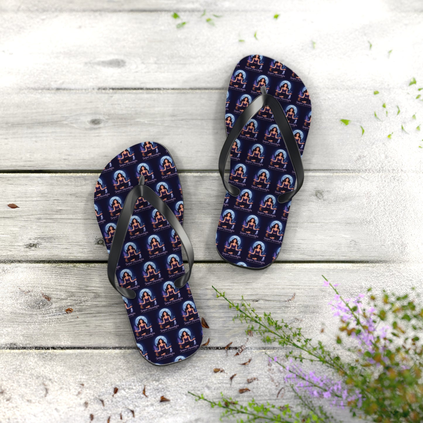 Moonlit Meditation Pattern Flip Flops — Beach Sandals