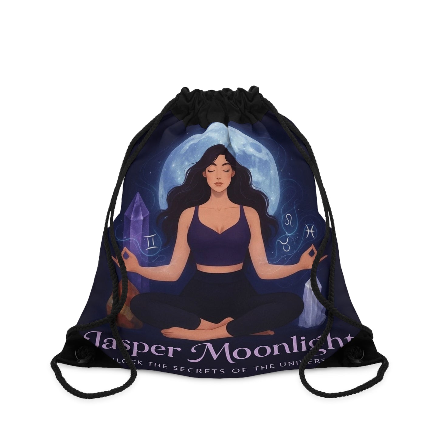 Moonlit Meditation Drawstring Bag — Jasper Moonlight Crystal Yoga Tote