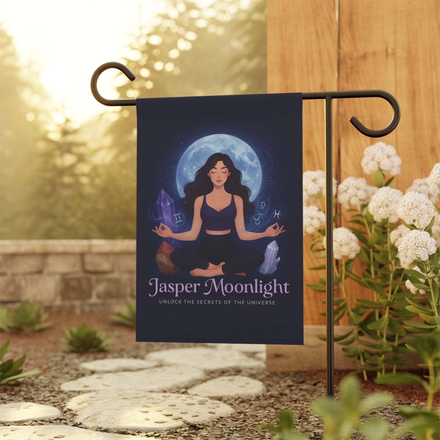 Moonlit Meditation Garden Flag — "Jasper Moonlight"  Banner