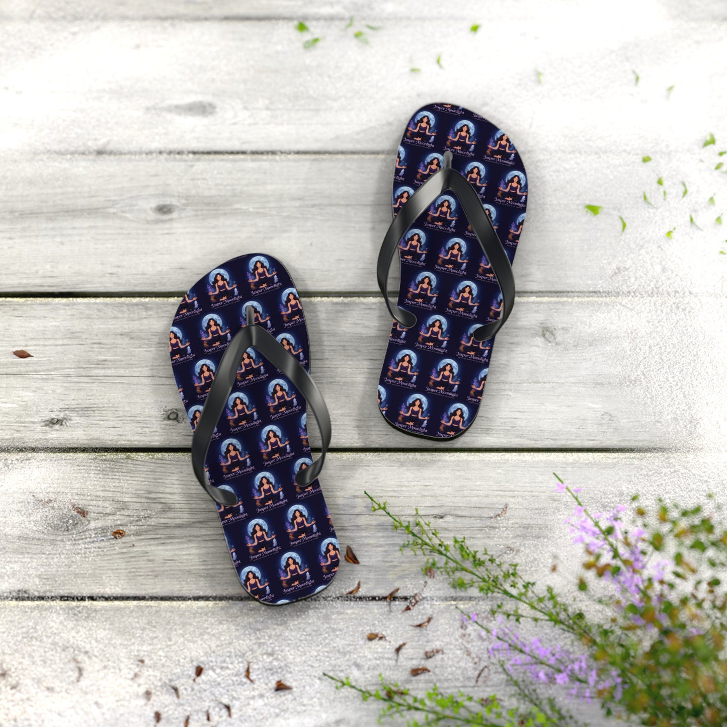 Moonlit Meditation Pattern Flip Flops — Beach Sandals