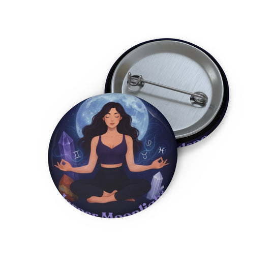 Meditation Moon Pin Button — Crystal Chakra Yoga Enamel Badge