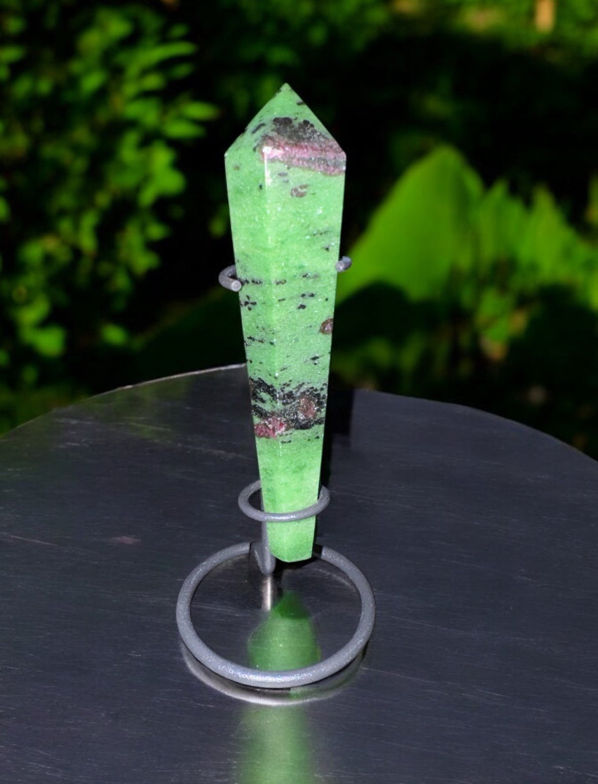 Ruby Zoisite Wand W/ Stand