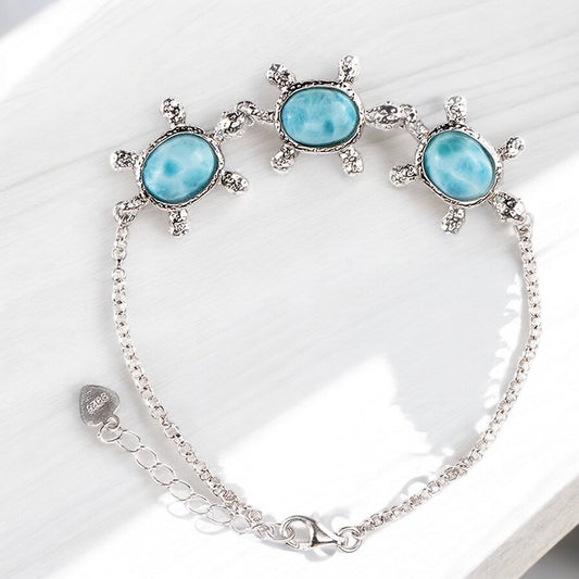 Larimar 925 Sterling Silver Tortoise Bracelet