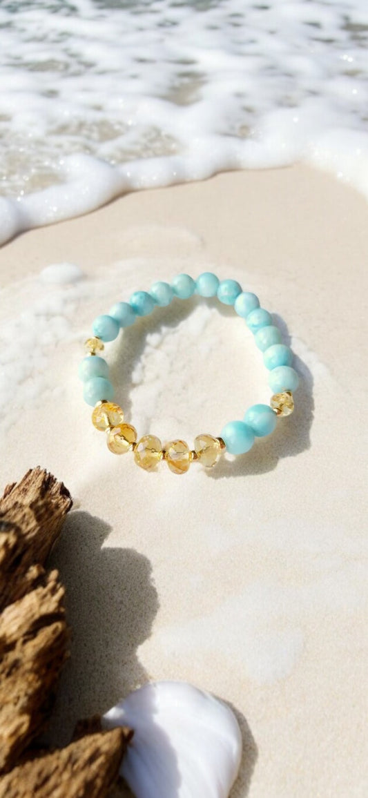 Larimar Citrine Gold Bracelet