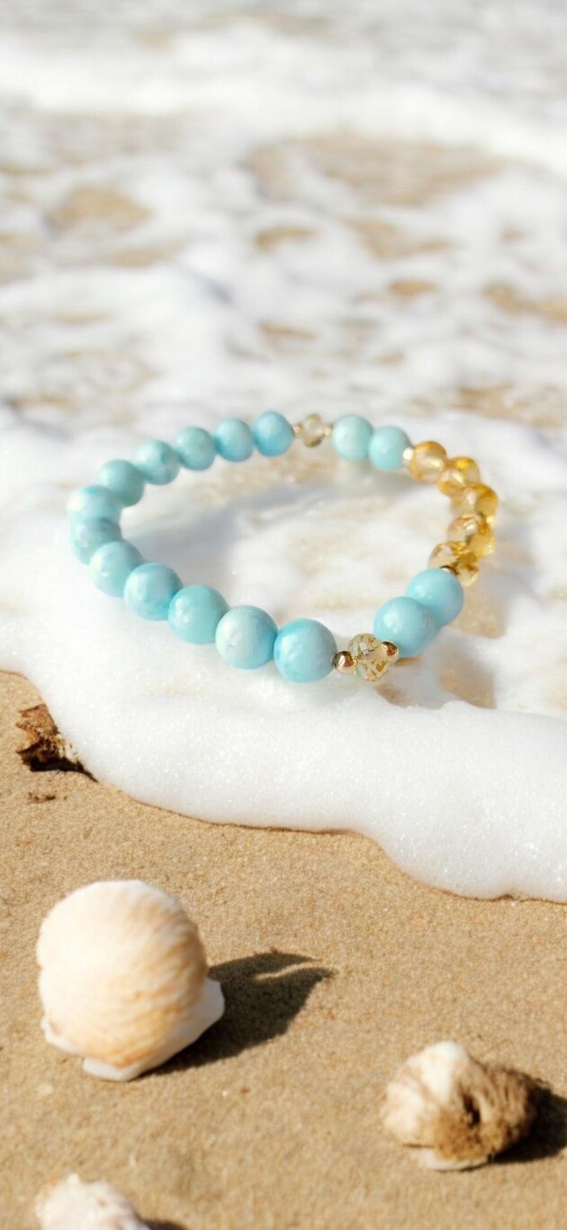 Larimar Citrine Gold Bracelet