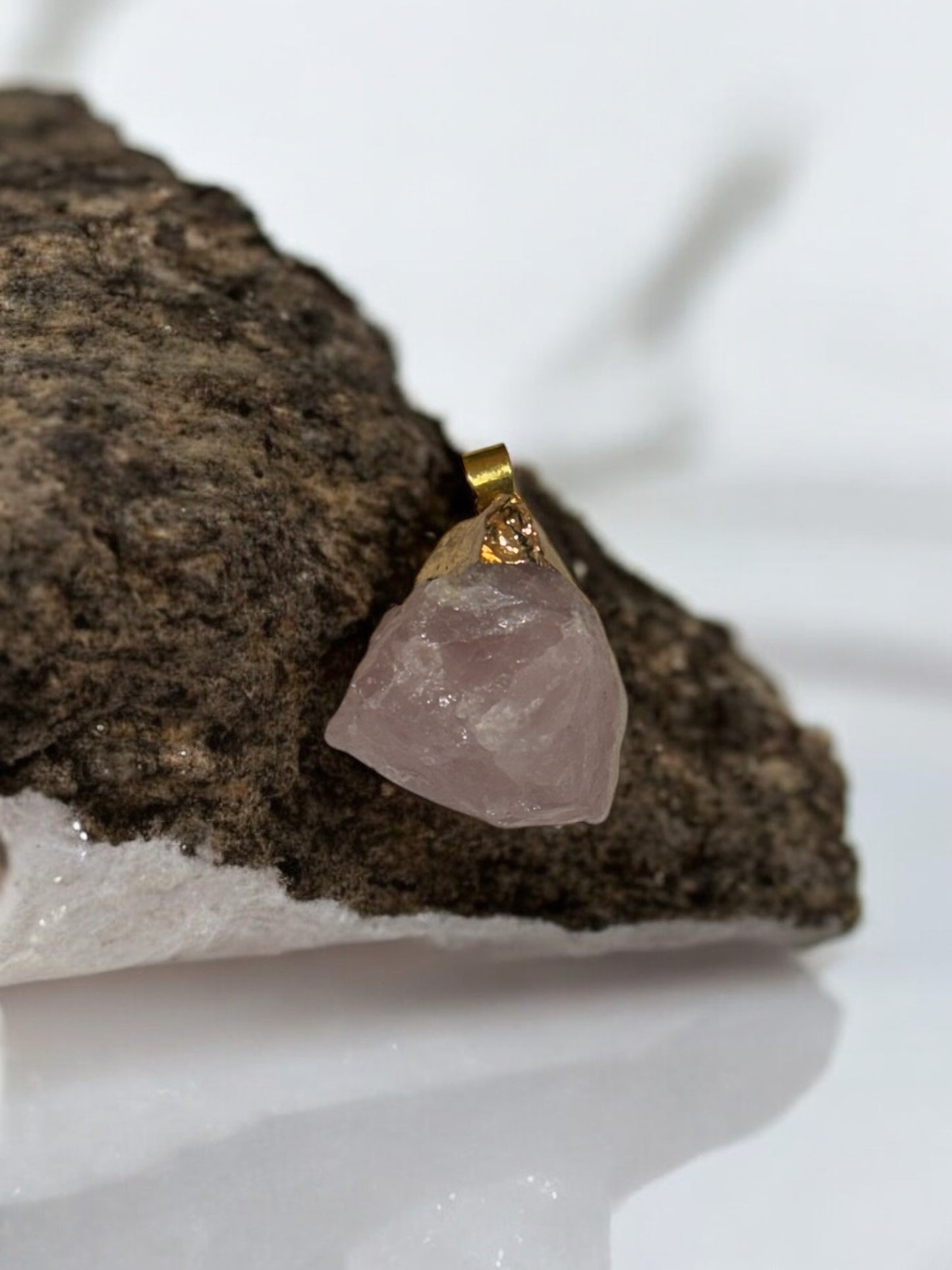 Gold Finish Rose Quartz Pendant
