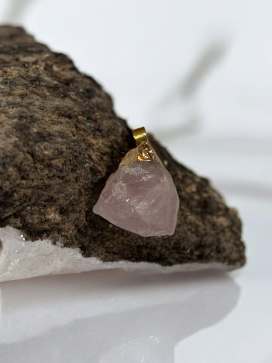 Gold Finish Rose Quartz Pendant