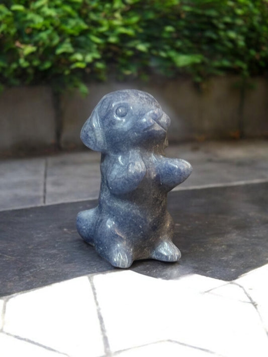 Blue Aventurine Dog on Hind Legs
