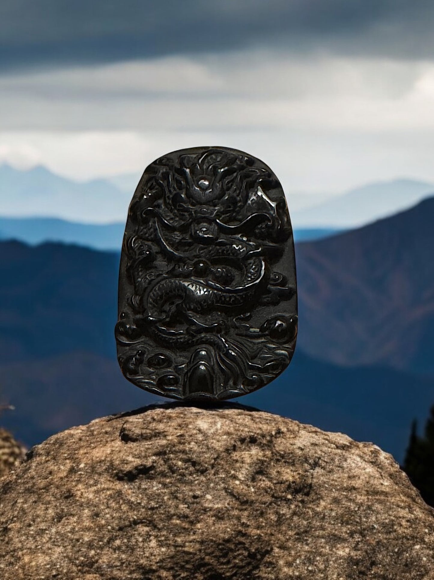 Black Obsidian Dragon Pendant